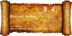 Matzek Andor névjegykártya