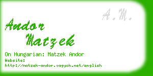 andor matzek business card